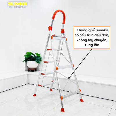 Thang nhôm ghế gia đình 5 bậc SUMIKA SK305 - Chiều cao 1.68m, tải trọng 150kg