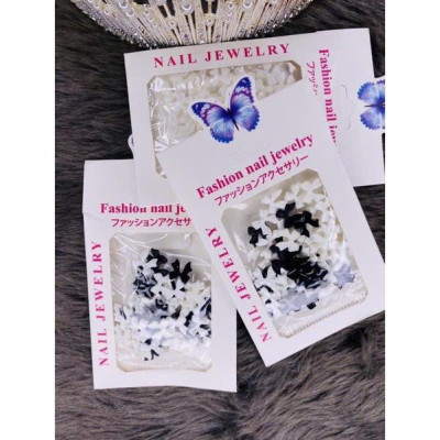 Charm Nơ Nhựa Mix Màu Đen Trắng Gắn Nail 3D Nghệ Thuật, Set Nơ 50 Chiếc Trang Trí Móng Dùng Làm Nail Nữ - Nail Phương Miu Women Sơn Gel