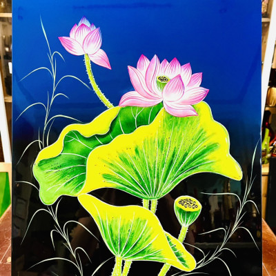 Tranh Sơn Mài - HOA SEN | Size 40x60 cm | Thanh Tịnh – Trang Nhã – Nghệ Thuật Truyền Thống