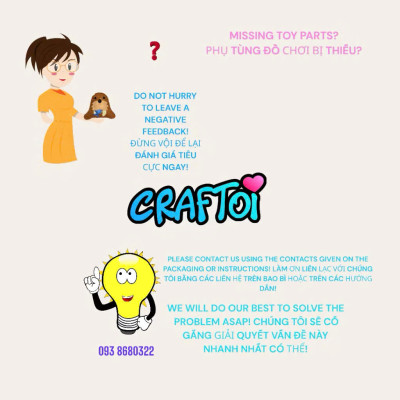 KIM NHỰA Bộ Thủ Công Trẻ Tự Làm Thú Bông 5+ FOX FOXY Craftoi Felt Sewing toy prepunched holes plastic needle