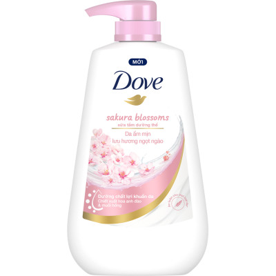 Sữa Tắm Serum Dove Pro-Ceramide Hoa Sakura và Muối Hồng Giúp Da Đàn Hồi Và Căng Bóng 500g