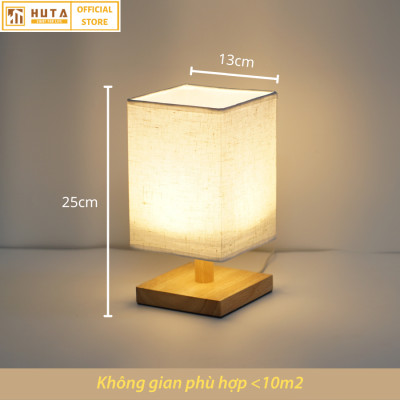 Đèn ngủ để bàn HUTA G3S Gỗ Chao Vuông Hiện Đại Decor Trang trí phòng ngủ, Đọc Sách Đầu Giường, Đầu Cắm USB, Đèn Vàng Bóng LED Tiết Kiệm Điện
