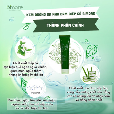 Kem dưỡng da nha đam diếp cá Bimore dưỡng ẩm sáng da ngừa mụn 30ml