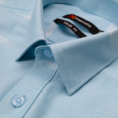 Áo sơ mi nam KHATOCO ngắn tay họa tiết A1MN438T2-CNIN633-2609-N