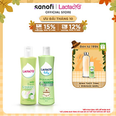 Bộ Dung Dịch Vệ Sinh Phụ Nữ Lactacyd Odor Fresh Ngăn Mùi 24H 250ml + Sữa Tắm Gội Trẻ em Lactacyd Baby Extra Milky 250ml
