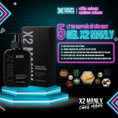 Dung Dịch Vệ Sinh Nam X2 Manly Cỏ Cây Hoa Lá - Làm Sạch Tức Thì - Mùi Hương Nam Tính - 150g