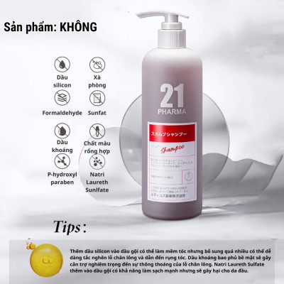Combo Dầu Gội + Dâu Xả Giảm Rụng Tóc Kích Thích Mọc Tóc Chuyên Sâu Pharma 21 Nhật Bản - Chai 600ml