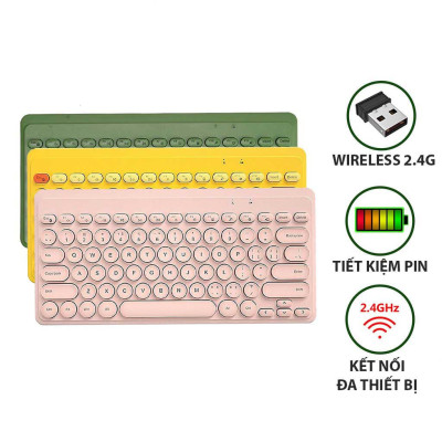Bàn phím không dây HXSJ K610 USB2.4G giảm ồn, gọn nhẹ dễ mang đi, phù hợp PC/ Laptop/ Điện thoại- Hàng chính hãng