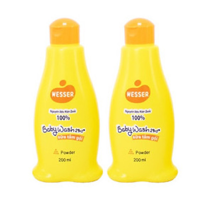 Bộ 2 Chai Sữa Tắm Gội Wesser 2in1 Hương Phấn (200ml x 2) - Cam
