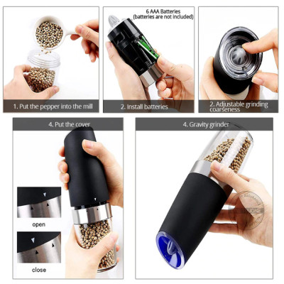 Dụng cụ xay hạt tiêu và gia vị cầm tay chạy pin, dung tích 140ml 