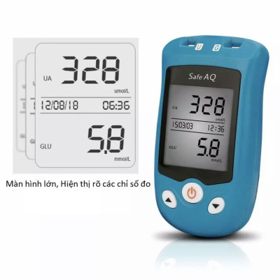 BỘ MÁY ĐO ĐƯỜNG HUYẾT VÀ AXIT URIC ( BỆNH GÚT ) 2 TRONG 1  KÈM 100 QUE KIM