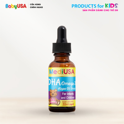 MediUSA DHA Omega 3 Algae Oil Drops - Thực Phẩm Chức Năng Bổ sung DHA cho cơ thể, hỗ trợ mắt - não bộ - tim mạch cho trẻ - Hàng chính hãng
