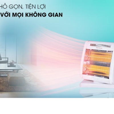 Đèn Sưởi Điện 2 Bóng Halogen 800W Xoay 90 Độ - Hàng Chính Hãng
