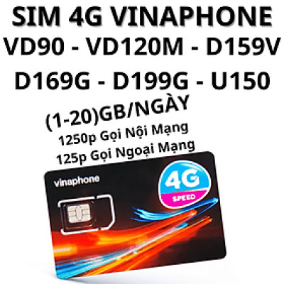 { Đã có tháng đầu } Sim Và Esim Vinaphone 4G VD90, VD120m, Yolo125m, D159V, D169G, U150 - Hàng Chính Hãng