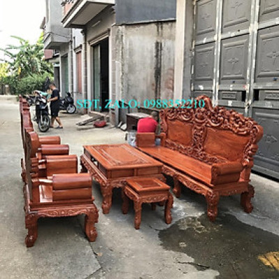 Bộ Bàn Ghế Hoàng Gia Vách Trơn Gỗ Hương Đá
