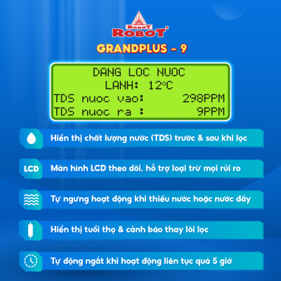 MÁY LỌC NƯỚC NÓNG THÔNG MINH - LẠNH ROBOT GrandPlus-9 - Hàng Chính Hãng