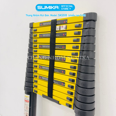 Thang nhôm rút gọn Sumika SKS510 - Chiều cao tối đa 5.1m, sơn tĩnh điện, chống trầy xước