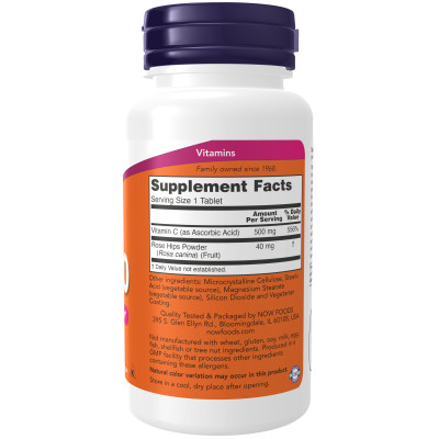 Viên Uống NOW FOODS C500 RH Bổ Sung Vitamin C Giúp Chống Oxy Hóa, Tăng Cường Sức Đề Kháng Lọ 100 Viên