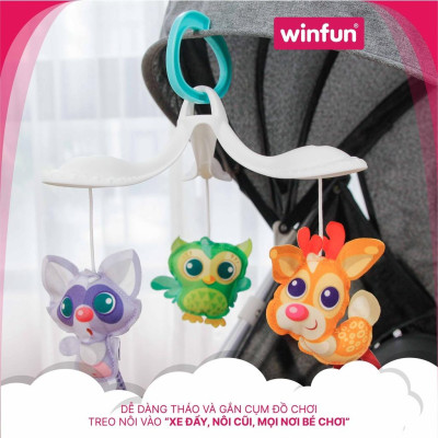 Đồ chơi treo nôi cũi, xe đẩy 3 trong 1 tự động xoay và phát nhạc ru ngủ cho bé từ 0 tháng tuổi Winfun 720015