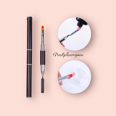 Cọ Đắp Gel 2 Đầu Chuyên Dụng Cho Làm Nail, Dễ Dàng Đắp Gel Và Gel Gôm, Có Nắp Bảo Quản, Kích Thước Đa Dạng Cho Thợ Nail Máy Hơ Gel