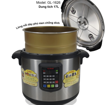 Nồi áp suất Gali GL-1626, dung tích 17lít, Sử dụng hoàn hảo cho các nhà hàng, quán ăn, trường học, hàng chính hãng 100%, bảo hành 24 tháng Gali