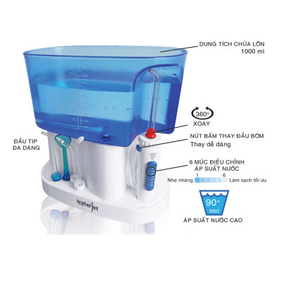 Máy tăm nước gia đình Waterjet Classic (5 đầu tăm, dùng được cho người niềng răng, có đầu cạo lưỡi)