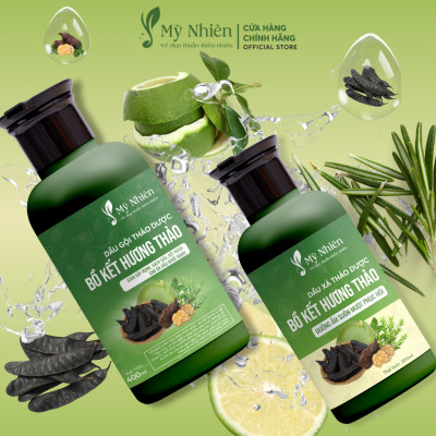 Dầu Gội, Xả Thảo Dược Mỹ Nhiên 400ml/300ml Dưỡng Tóc Tinh Chất Bồ Kết Hương Thảo - Làm Sạch Da Đầu, Nuôi Dưỡng Tóc Mềm Mượt, Giúp Tóc Khỏe Tự Nhiên
