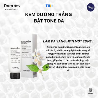 Kem Dưỡng Trắng Bật Tone Da _ Honeymoon White Flower Tone-Up Cream