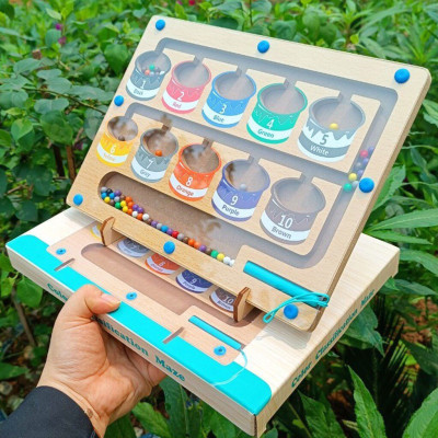 Bảng gỗ Montessori phân biệt màu sắc và số đếm cho bé - Bảng gỗ nhận biết màu sắc và số đếm cho bé - Orgavil