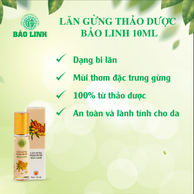 [Combo 3 Chai] Dầu Lăn Gừng Thảo Dược Bảo Linh 10ml - Xoa bóp, massage giảm đau đầu, nhức mỏi, thư giãn, lưu thông khí huyết