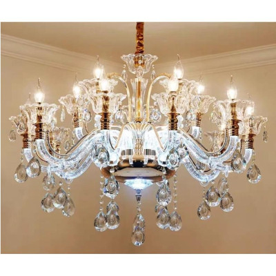 Đèn chùm STYLE 15 tay pha lê cao cấp phát sáng trang trí nội thất độc đáo - kèm bóng Led chuyên dụng (ảnh chụp thật)