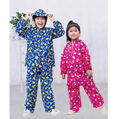 Bộ áo mưa cho  bé trai  và  bé gái từ  9 -  10 tuổi - Áo mưa vải dù nhẹ  , gọn chống thấm  , kèm túi đựng xinh xắn ,giao màu ngẫu nhiên