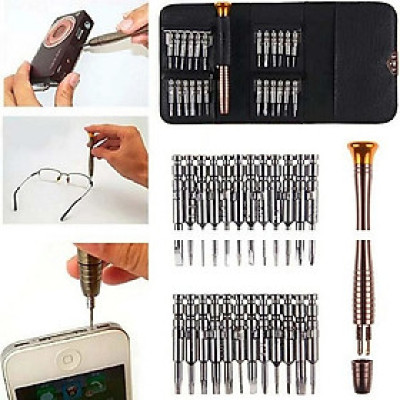Bộ Tua Vít Sửa Chữa Điện Tử 25 Đầu Kèm Túi Đựng Bằng Da - Hàng Chính Hãng 