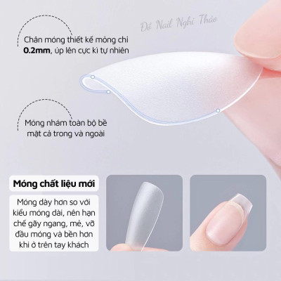 Móng Úp Tay HSM Trong Nhám Form Hạt Na Tròn Ngắn, Vuông Ngắn Nhám Trong Móng Up HSM Đủ Size Hộp 500 Móng Siêu Mỏng Đẹp Chuyên Dùng Làm Nail Nữ Women