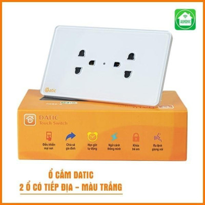 [KHÔNG ĐIỀU KHIỂN] Ổ Cắm Mặt Kính Hunonic Datic 2 Ổ Có Tiếp Địa