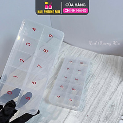 Hộp Đựng Móng 10 Ô Ngăn Số 0-9 Bằng Nhựa Cao Cấp, Màu Trắng Trong Làm Nail Tiện Dụng Cho Thợ Làm Nail, Chứa Đến 500 Móng, Charm, Đá, Chống Bụi