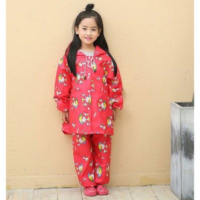 Quần áo mưa trẻ em từ 6 - 8 tuổi họa tiết hoạt hình , xinh xắn  , vải dù chống thấm , có túi đựng dễ thương , giao màu ngẫu nhiên