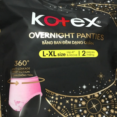 Combo 4 Gói Băng Vệ Sinh Kotex đêm dạng quần vừa vặn chống tràn 360 size L-XL (2 miếng/gói)-HSD luôn mới