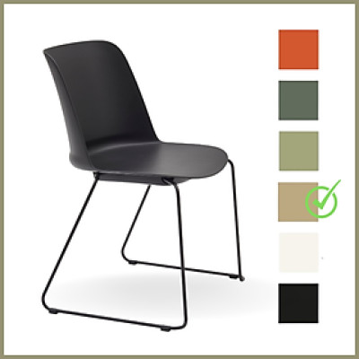 Ghế làm việc tại nhà chân vòng sắt sơn tĩnh điện nhập khẩu Ghế thân nhựa PP phủ Fiberglass cao cấp màu be Dinning Chairs TOBE 2-S