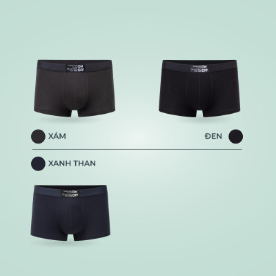 Combo 3 quần lót nam cotton lành tính dáng trunk thoáng mát thấm hút mồ hôi ONOFF màu ngẫu nhiên- 18UQ24A035-55