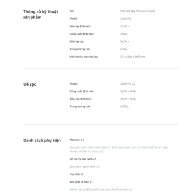 Máy Hút Bụi Lau Nhà Xiaomi Truclean W20 Wet Dry Vacuum | Lực hút mạnh 15.000Pa | Loại Bỏ Bụi Khô & Vết Bẩn Ướt - Hàng Chính Hãng