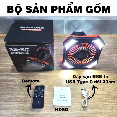 Quạt đèn có remote điều khiển từ xa kết hợp ổ cắm sạc tiện lợi Legaxi 