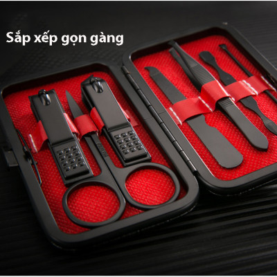 Bộ Cắt, Bấm , Hỗ Trợ Chăm Sóc Móng Tay KitAcoom, hàng chính hãng nhập khẩu cao cấp, màu đen có bao da đựng thiết kế sang trọng