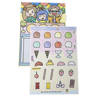 Bộ Tranh Tương Tác Cô Tiên Xanh - Xe Bán Kem Di Động Bãi Biển