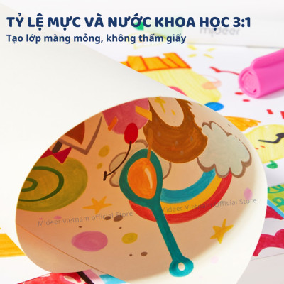 Bút màu nước cho bé Mideer, bút lông xóa được an toàn cho bé Washable Marker