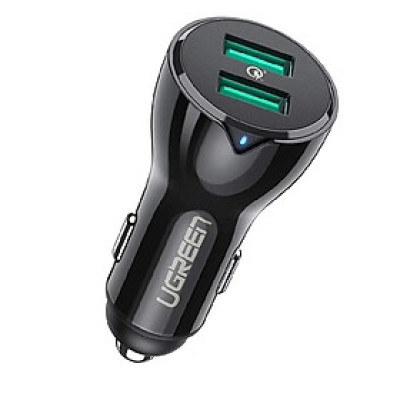Ugreen UG40726CD163TK QC3.0 sạc xe 2 cổng USB chuẩn quick charge 3 màu đen - HÀNG CHÍNH HÃNG