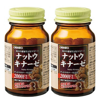 Combo 2 hộp thực phẩm bảo vệ sức khỏe hỗ trợ điều trị Tai biến, Đột quỵ Orihiro Nattokinase Nhật Bản 60 viên
