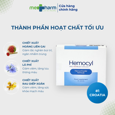 Hemocyl-TPBVSK: Giải pháp đột phá trong quản lý bệnh trĩ mà không cần phẫu thuật-Hỗ trợ cải thiện triệu chứng: đau rát, ngứa, chảy máu khi đi ngoài do trĩ. Ức chế sự phát triển vi sinh vật giúp hỗ trợ cải thiện nguy cơ nhiễm trùng thứ phát tại búi trĩ.