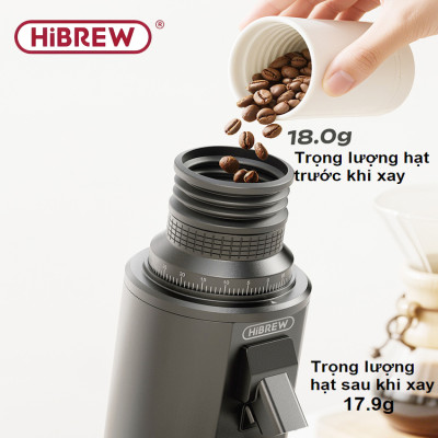 Máy xay hạt cà phê chuyên nghiệp Single Dose, 150 cấp độ xay vô cấp. Thương hiệu Mỹ cao cấp HiBREW - G10. HÀNG CHÍNH HÃNG