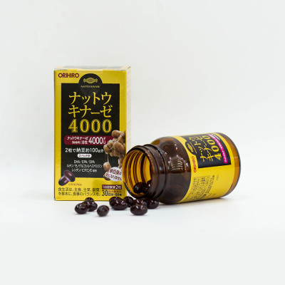 Viên Uống Natto Kinase 4000FU Orihiro 60 Viên Nhật Bản Hỗ Trợ Phòng Chống Đột Quỵ Tai Biến